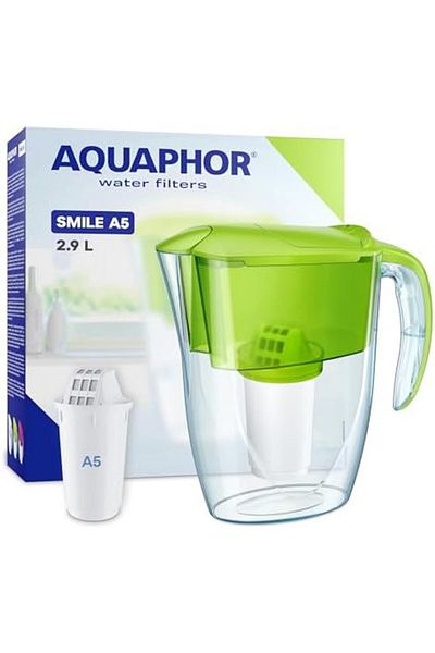 Aquaphor Water Filter Jug Smile, Space-saving, Lightweight Fridge door fit 2.9L Capacity 1 X A5 350L