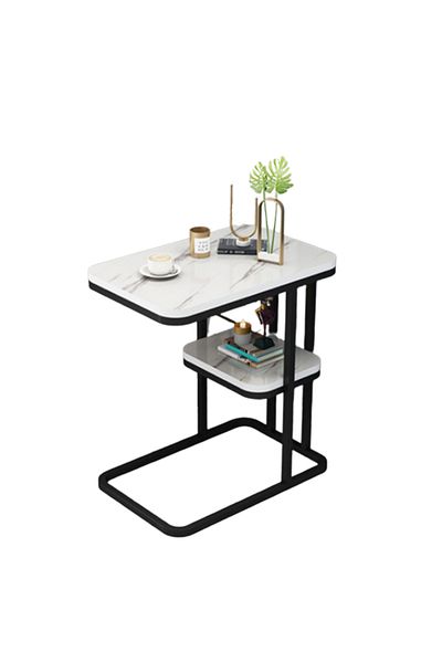 sharpdo 2 Tier Square End Table Sofa Side Table Living Room Small Coffee Table 50*30*60cm