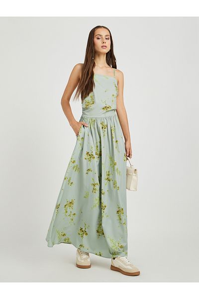 Styli Floral Print Strappy A-Line Maxi Dress