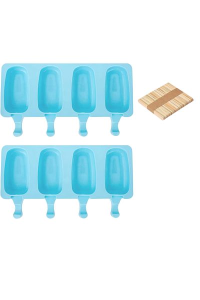 OEM Set of 102 pieces, 2 ice cream molds and 100 wooden sticks Aixmeet, 26 x 14.5 x 2.5 cm