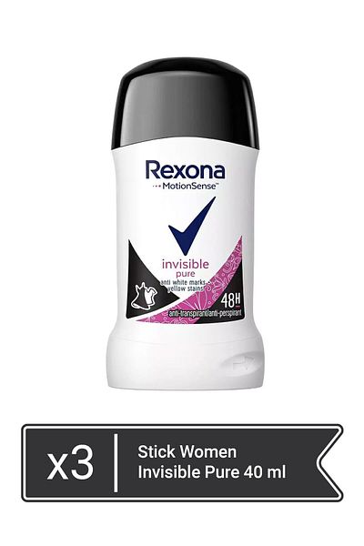 Rexona Rexona Stick Women Invisible Pure 40 ml x 3 τεμάχια