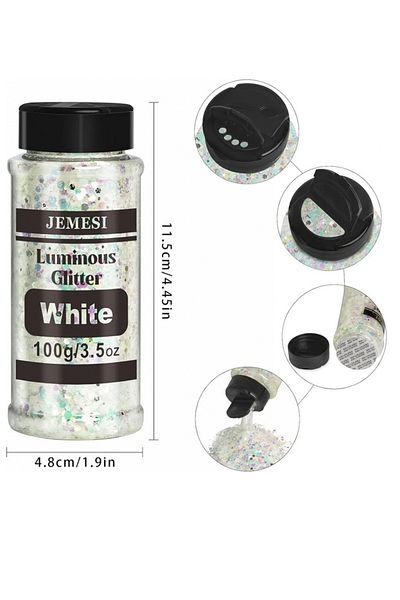 OEM Paiete fluorescente pentru pictura sau mestesuguri, 100 g, forma hexagonala, alb