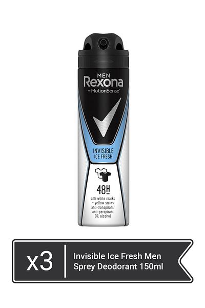 Rexona Rexona Invisible Ice Fresh Men Αποσμητικό σε Σπρέι 150ml x 3 τεμάχια