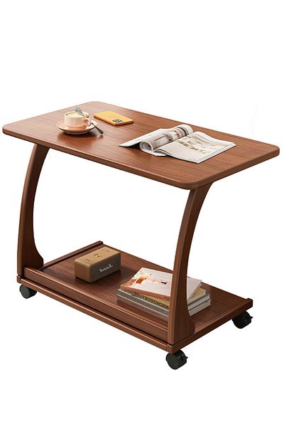 sharpdo Living Room Sofa C-Shaped Push-Pull Small Coffee Table With Wheels