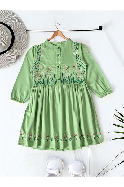 Bella Moda By Styli Floral Embroidered Knee Length Dress