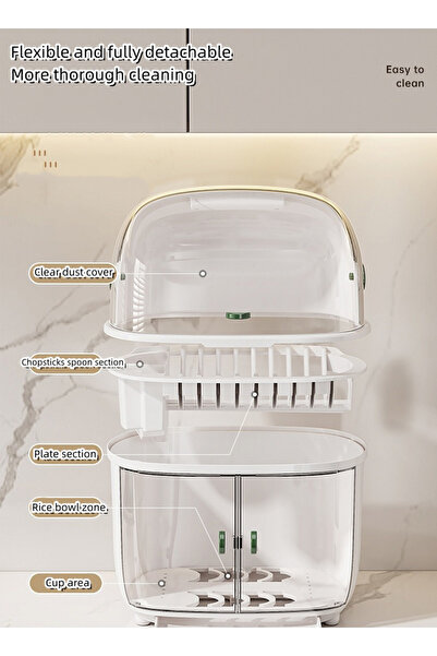 sharpdo Home Kitchen Utensil Drain Storage Box with Drain Rack 37.8*28.3*44.3CM