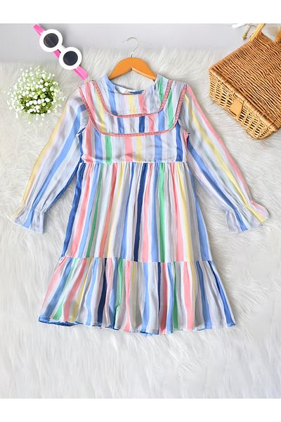 Bella Moda By Styli Striped Tiered Knee-Length Dress