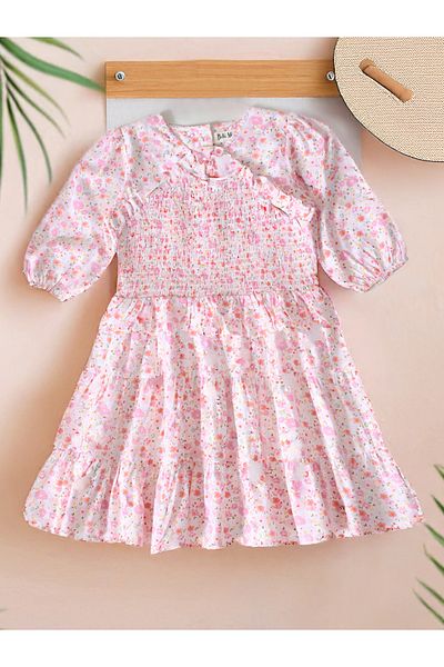 Bella Moda By Styli Floral Print Puff Sleeve Knee-Length Dress