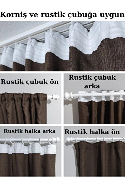 MebelPort Curtain Linen Foundation Rustic and Cornice Suitable Straight Planting