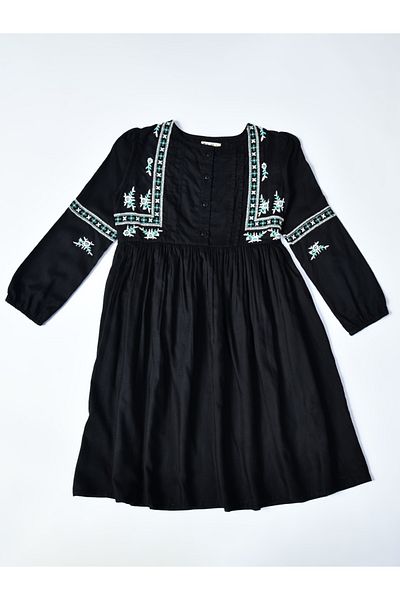 Bella Moda By Styli Embroidered Balloon Sleeves Knee-Length Dress