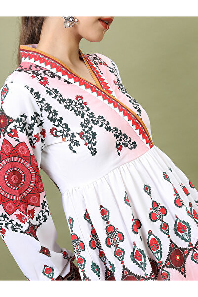 Vishudh By Styli Printed V Neck A-Line Mini Dress