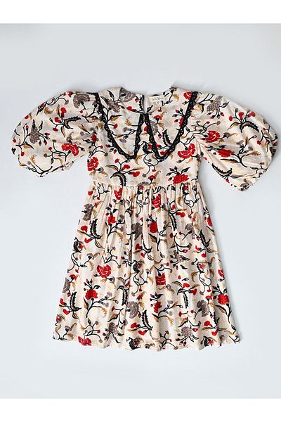 Bella Moda By Styli Floral Print Balloon Sleeves Knee-Length Dress