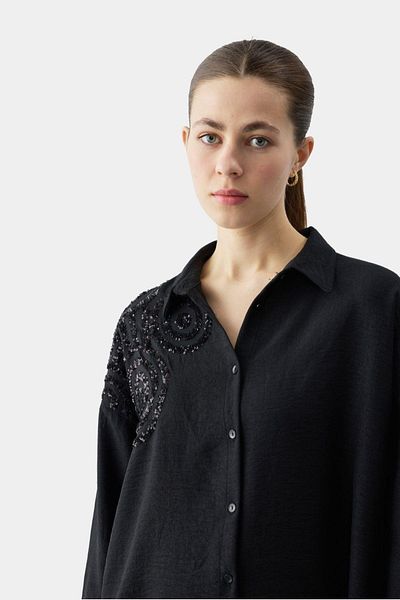 Esswaap Sequin Patterned Tunic Black