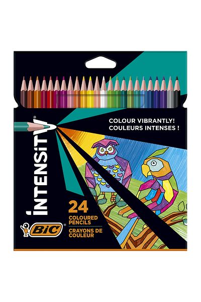 Bic Creioane colorate BIC Intensity, mină ultra-rezistentă, pachet de 24 bucăți