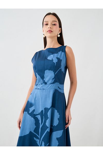 Styli Floral Print Sleeveless Knee Length Dress