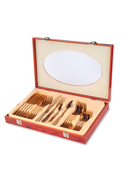 Sunhome 24-Piece Stainless Steel Cutlery Set Rose Gold