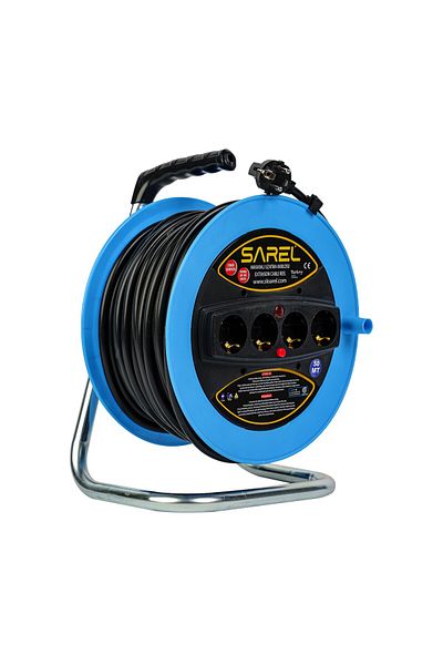 COBI SMART® Extension cord reel 3x2.5 mm², 50 m, 4 sockets, overload protection - COBI SMART®
