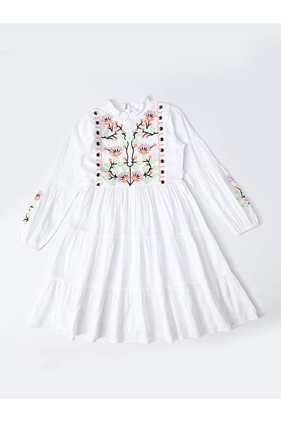 Bella Moda By Styli Embroidered Tiered Knee-Length Dress