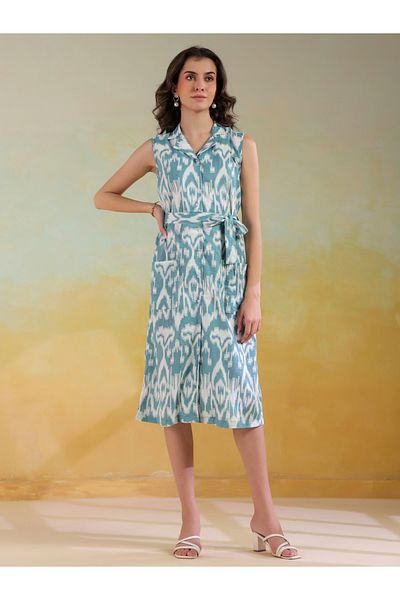 Sanskrutihomes By Styli Abstract Printed Sleeveless Shirt Midi Dress