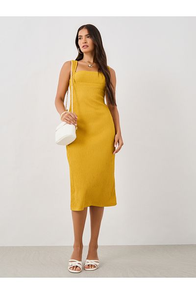 Styli Solid Strappy Bodycon Midi Dress