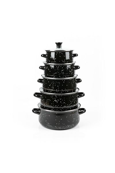 sharpdo 10-Piece Flame Cooking Set With Glass Lids Enamel Soup Pot 16/18/20/22/24cm