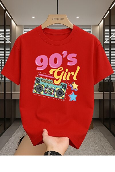 MEİLİFENG 90's Girl Printed Unisex Crew Neck Cotton Oversize Boyfriend T-Shirt