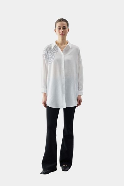 Esswaap Sequin Patterned Tunic Ecru