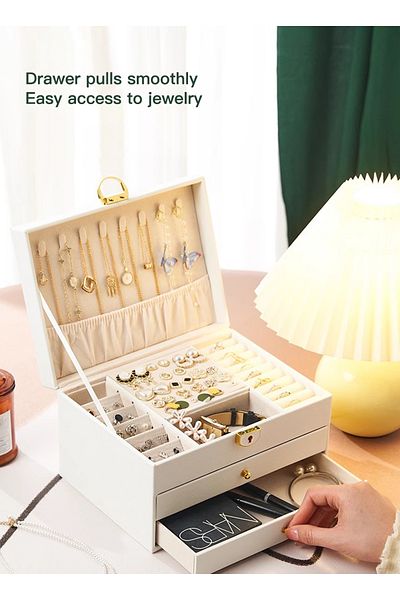 sharpdo 3-Tier Drawer Jewelry Storage Box 23*17*13.5CM