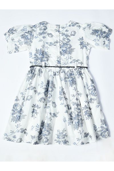 Bella Moda By Styli Floral Printed Lace Detail Cotton Dress