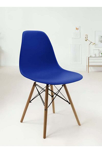 Taimi Pack of 4 Modern Style Plastic Dining Chair Mid Century Modern DSW Chair, Shell Lounge ,Dark Blue