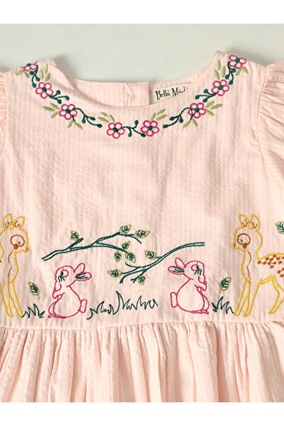 Bella Moda By Styli Embroidered Ruffled Sleeve Knee-Length Dress