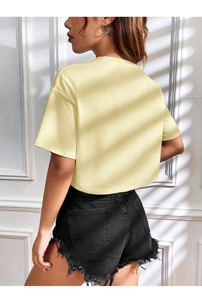GENIUS STORE Women's T-Shirt Crop T-Shirt Printed Fit T-Shirt Balance-T-Shirt