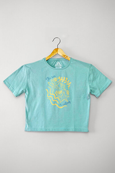 so cool The Sea is Calling Summer Vibe Sea Sun Sand Καλοκαιρινό γυναικείο μπλουζάκι κοντομάνικο μπλουζάκι Mint Crop