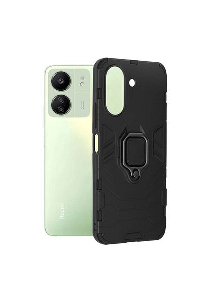 SKYDDAR INNOVATION Carcasă pentru Xiaomi Redmi 13C 4G / Poco C65, protecție din silicon, inel magnetic, antișoc, set autocolante, neagră