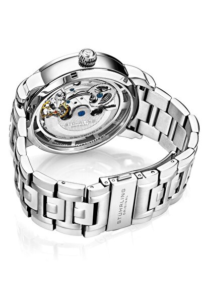 Stührling Original Men's Watch Stainless Steel Automatic Silver Skeleton Dial