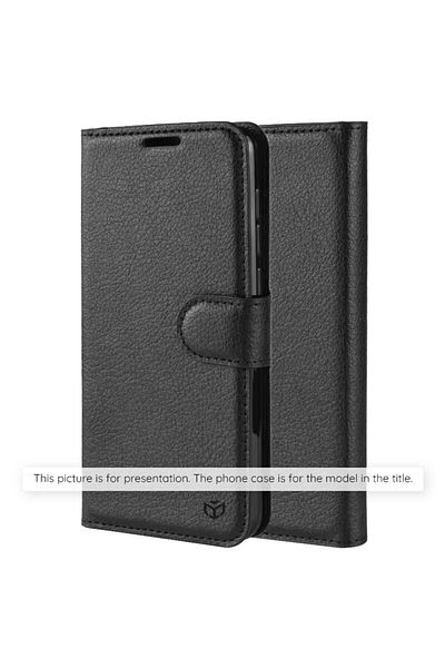 SKYDDAR INNOVATION Husă pentru iPhone 17 Pro, piele tip folio, portofel interior, finisaje premium, set de stickere, neagră