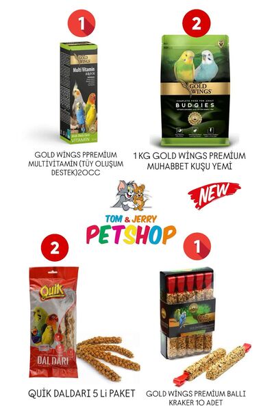 Gold Wings En Iyi Muhabbet Kuşu Yemi Premium 1 Kg /Ballı Muhabbet Kuş Krakeri...