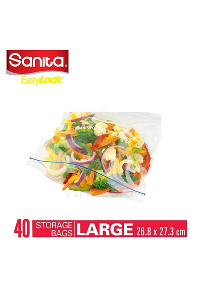 Sanita 40-Piece Easy Lock Storage Bag Set Clear Large 26.8 x 27.3 cm