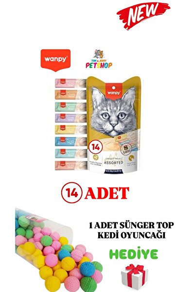 Wanpy Creamy Cat Treat Karışık Krema Sıvı Kedi Ödül Maması 14 Adet X 14 Gram ...