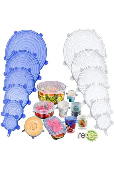 Generic Food Grade Silicone Stretch Lids Reusable Airtight Wrap Covers Keeping Fresh Seal Bowl Kitchen Cookw