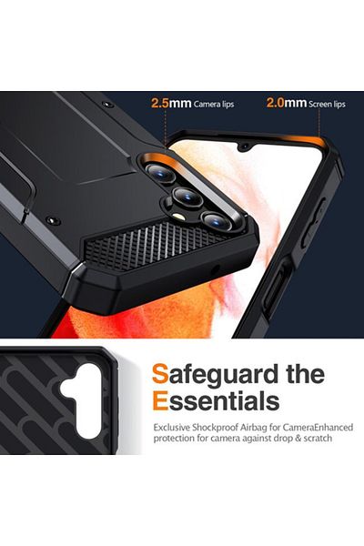 SKYDDAR INNOVATION Carcasă pentru Samsung Galaxy A56 5G, Hybrid Armor, Margini cauciucate, Rezistentă la șocuri, Neagră, set autocolante
