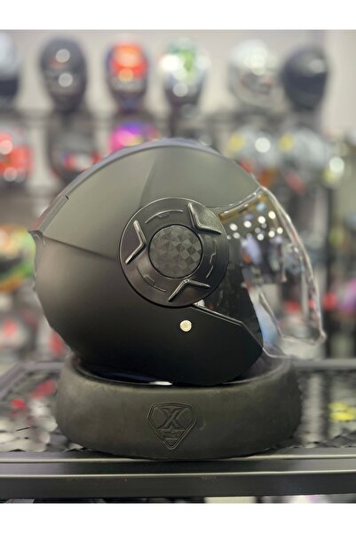 Free-M 665 Mat Siyah Yarım Kask Güneş Vizörlü