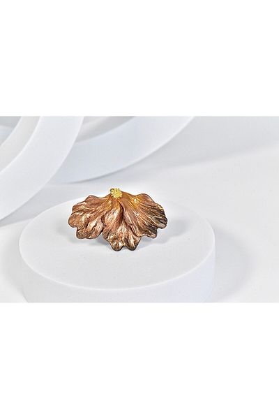 NARRU Handmade NARRU ring, adjustable, half flower, copper and gold, Ilona