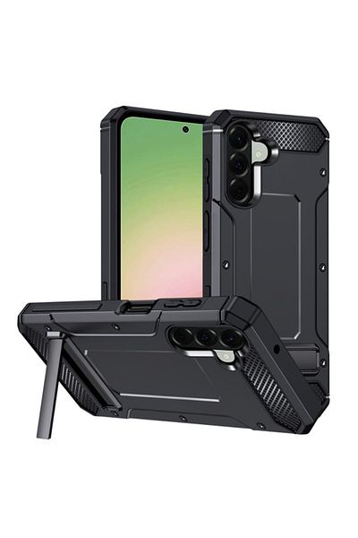 SKYDDAR INNOVATION Carcasă pentru Samsung Galaxy A56 5G, Hybrid Armor, Margini cauciucate, Rezistentă la șocuri, Neagră, set autocolante