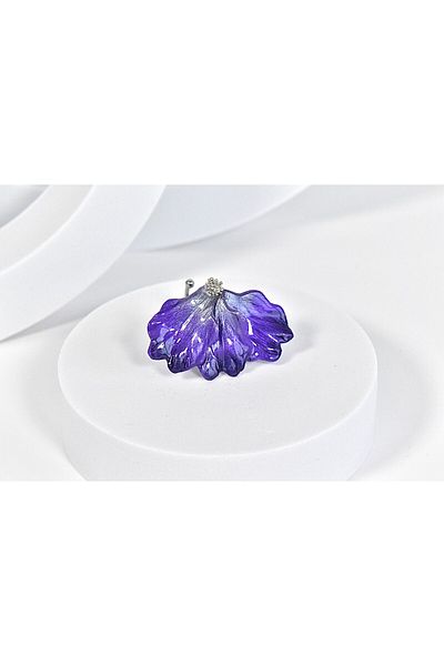NARRU Handmade NARRU ring, adjustable, half flower, purple and silver, Ilona