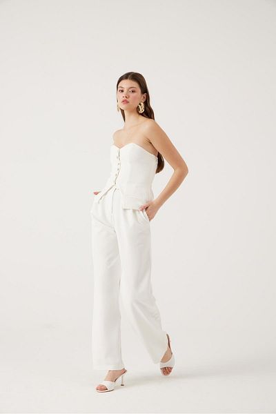 HOLLY LOLLY Palazzo Cut Wide Leg Harvey Trousers White