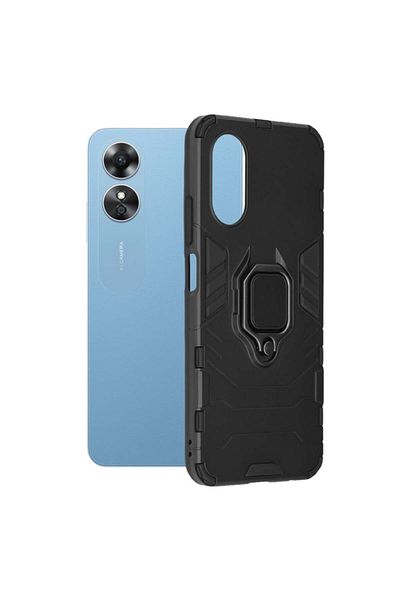 SKYDDAR INNOVATION Carcasă pentru Oppo A17, protecție din silicon, cu inel magnetic, antișoc, set de autocolante, neagră