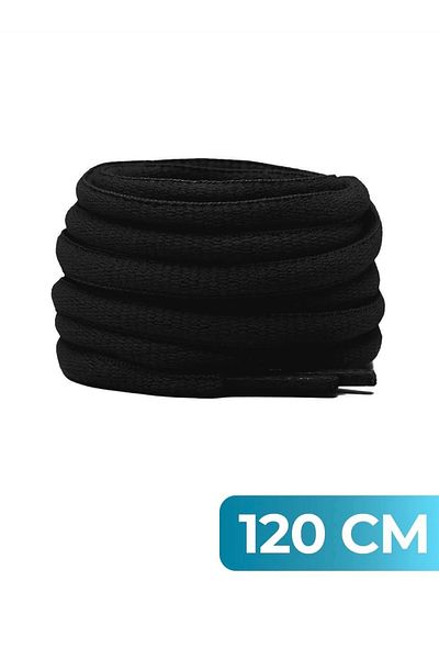 AiryFooT 120 cm Oval Sports Shoe Laces, Banana Laces 1 Pair (Black)
