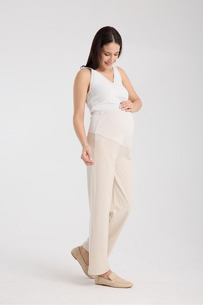 Işşıl Işşil 4564-Flexible Abdominal Pregnant Clothing Loose Leg Fabric Pants