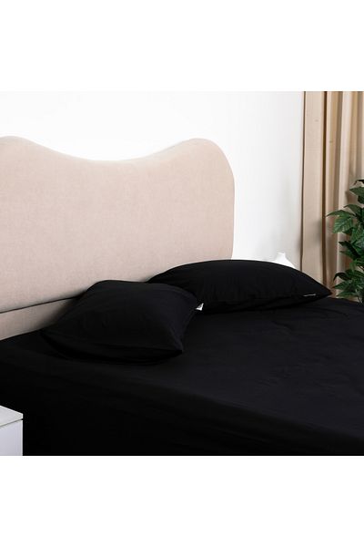 Bed N Home SA Fitted bed sheet set,100%Egyptian cotton, 250TC, black ,2pillowcases. 140x200cm